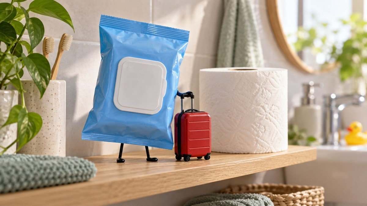 Die Feuchttuchpackung zieht aus. Der feuchte Abschluss bleibt.